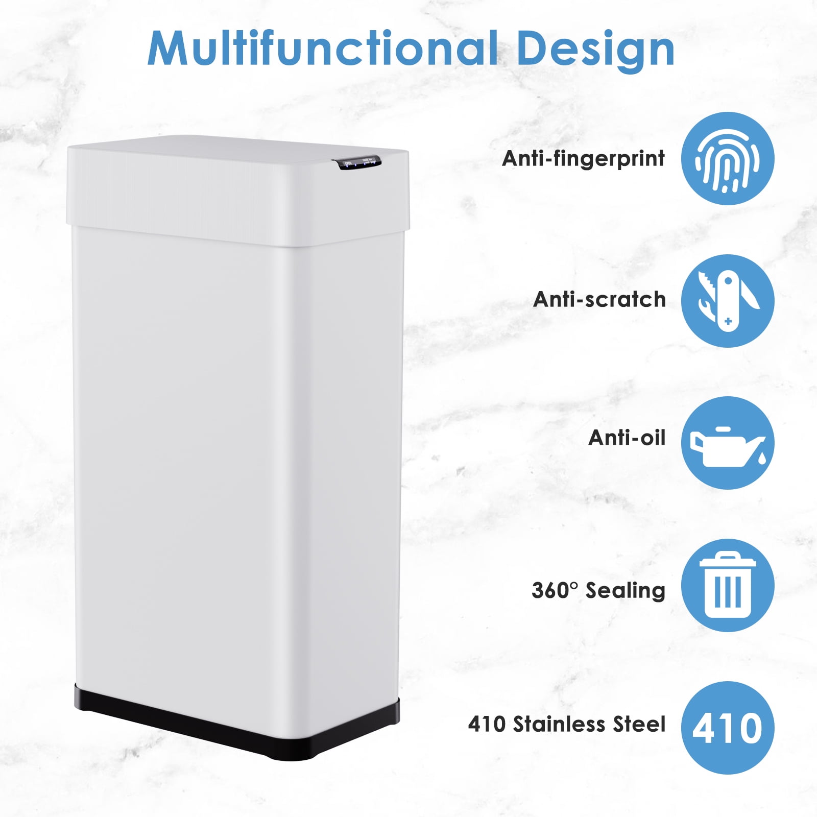 Arlopu 18.5 gal Motion Sensor Kitchen Garbage Can Stainless Steel Automatic Trash Can with Butterfly Lid for Kitchen, Office, Living Room