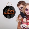 thumbnail image 2 of Eveokoki 11" Happy Halloween Sign for Front Door ，Round Wooden Hanging Wreaths for Home Wall Decor Halloween Day Party Decoration Outdoor Indoor, 2 of 5