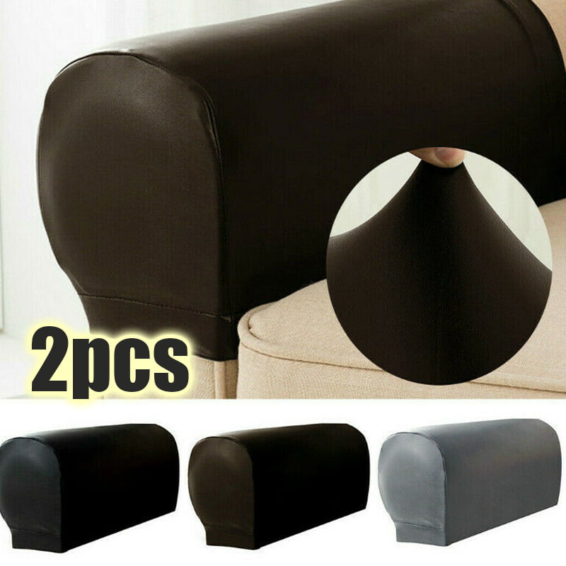 2pcs PU Leather Arm Chair Protector Sofa Couch Armrest Cover Stretchy Slipcovers 