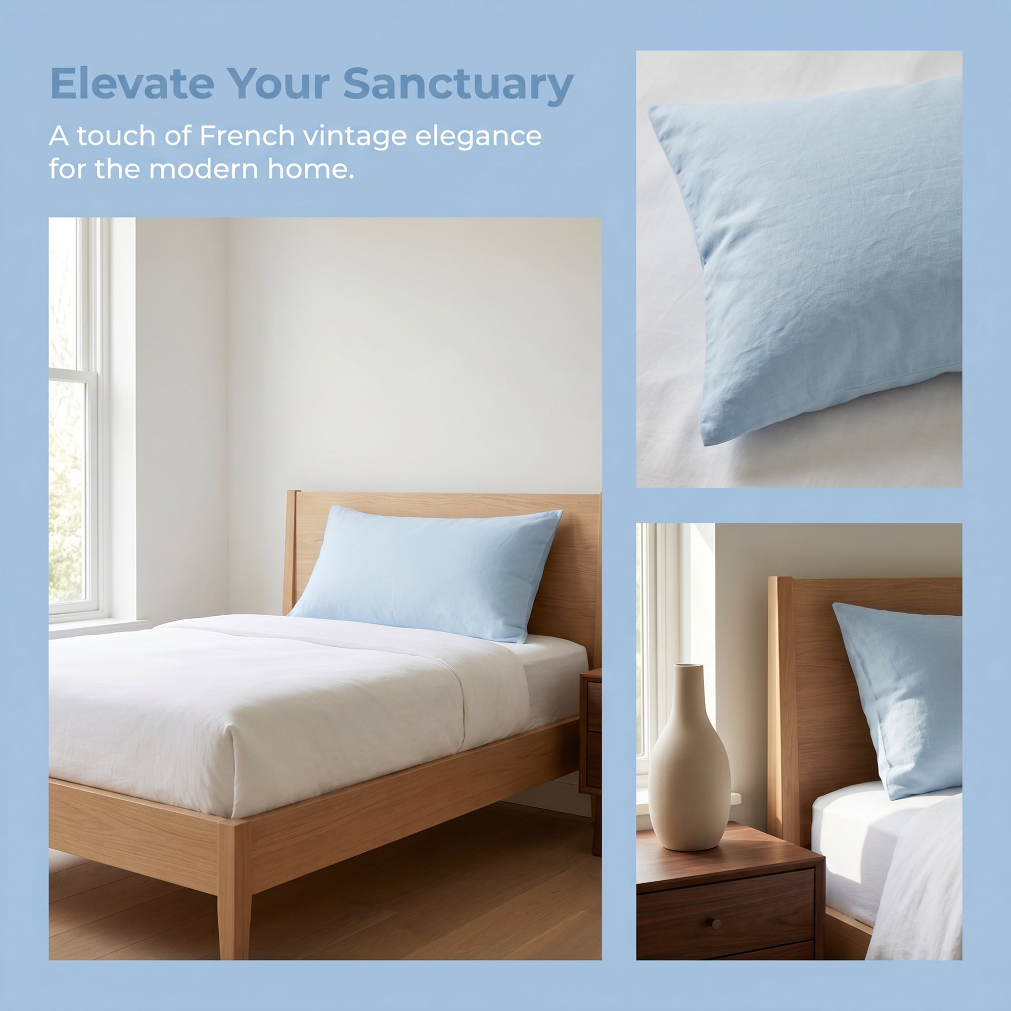 Unique Bargains 2 Pcs Cotton Pillowcase Envelope Closure Wrinkle Resistant Sky blue