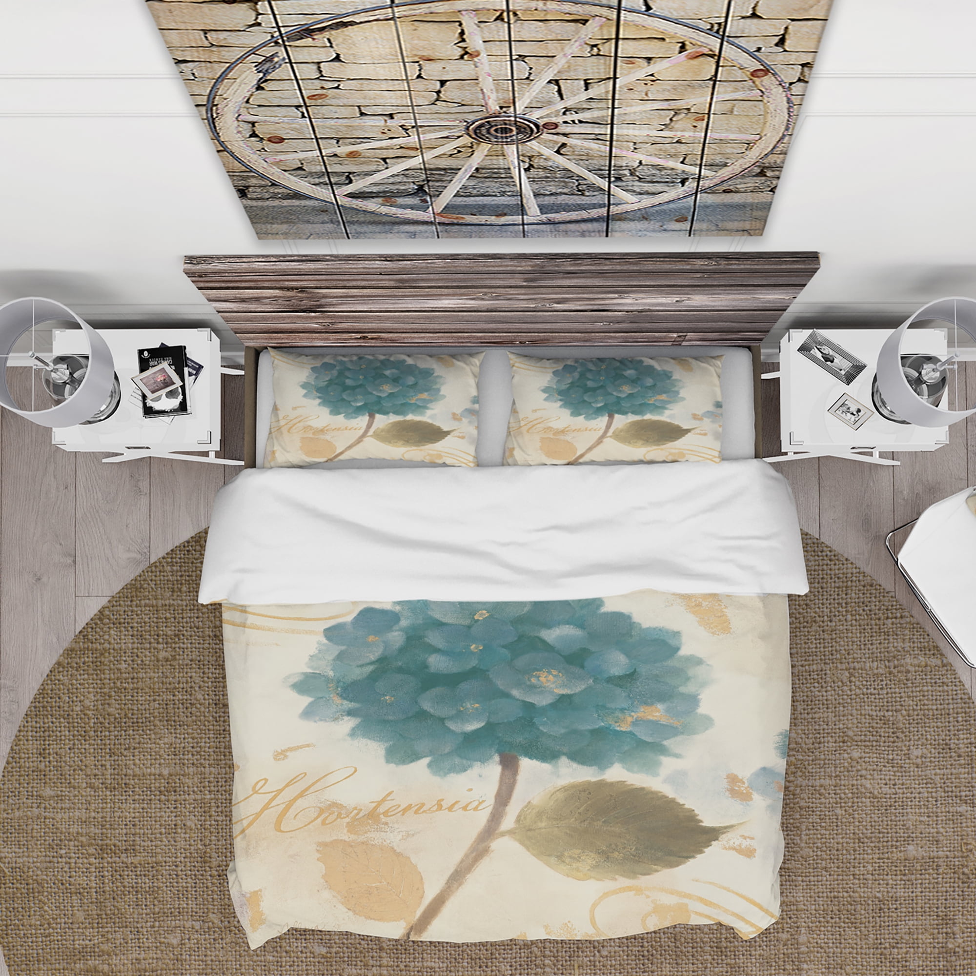 Designart 'Blue Cottage Flower Hydrangea I' Cottage Duvet Cover Set