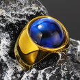 thumbnail image 3 of PAMTIER Unisex Stainless Steel Personality Vintage Punk Round Cut Eye of God Bloody Blue Gemstone Ring Hip Hop All Seeing Eye Band Size 6, 3 of 5