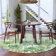 thumbnail image 3 of Tropical Plants Round Area Rug 7Ft Washable Circle Rugs for Dorm Laundry Room, Summer Green Palm Leaves Wooden Grain Non-Slip Carpet Floor Mats Indoor Outdoor Carpet Runner Aesthetic Home Decor, 3 of 8