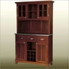 Home Styles Large Buffet with Two Glass Door Hutch, Cottage Oak with Stainless Steel Top