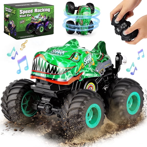 ZIYOGIFT Monster Truck RC Car All Terrain 1:20 Scale 2.4GHz with Light and Music 360 Degree Spins Wheelie Maneuvers Green
