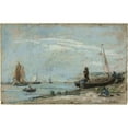 thumbnail image 3 of Eugène Boudin 14x11 Black Modern Framed Museum Art Print Titled - Beach with Fishing Boats (1870-79), 3 of 5
