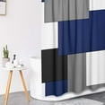 thumbnail image 4 of Grey Geometric Shower Curtain Set with Toilet Lid Cover and Non-Slip Rugs for Bathroom, Black White Checkered 4 Pcs Shower Curtain, Modern Abstract Bathroom Set with 12 Hooks, 4 of 7