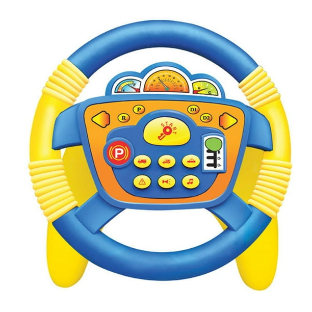 Volante de simulación con sonido para niños, juguete eléctrico Base U Amarillo Azul
