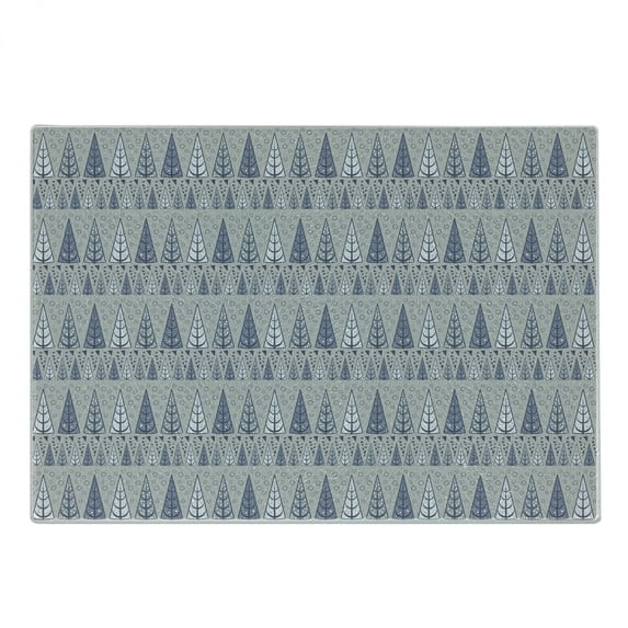 Winter Cutting Board, Triangular Pine Fir Trees Horizontal Pattern Circles Modern Art Inspired, Decorative Tempered Glass Cutting and Serving Board, Small Size, Taupe Slate Blue Sage, by Ambesonne