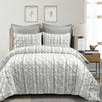 Ravello Pintuck Stripe Comforter Gray 5Pc Set Full/Queen