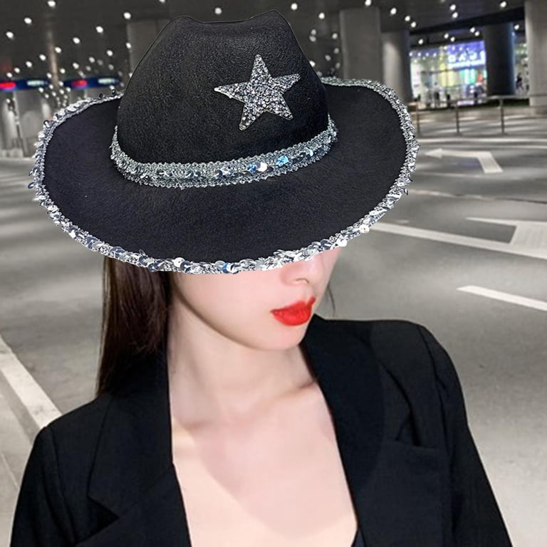 Western Cowboy Hat, Women Girls Fedoras Caps, Sun Hats, Wide  display picture 3