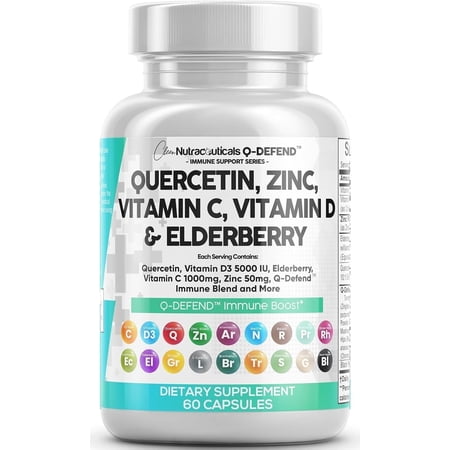 Clean Nutraceuticals Quercetin Zinc Vitamin C Vitamin D Bromelain Elderberry - Lung Immune Support Supplement Adults with Artemisinin  Sea Moss  Echinacea  Allergy Relief