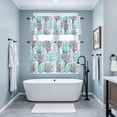thumbnail image 4 of Abstract Ocean Kitchen Curtains Valances and Tiers Set of 3 Summer Coral Pattern Dark Blue Teal Grey Tier Curtains and Valance with Rod Pocket for Small Windows, 27.5"x36", 4 of 9