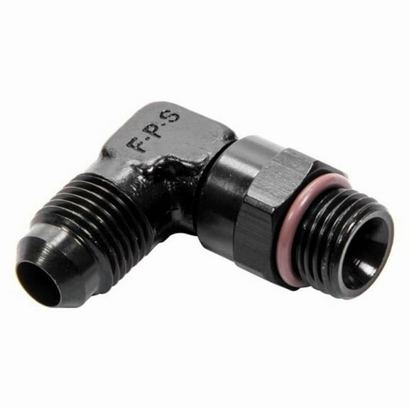 499206-BL -6 AN x 0.56-18 in. 90 deg Swivel Adapter - Black