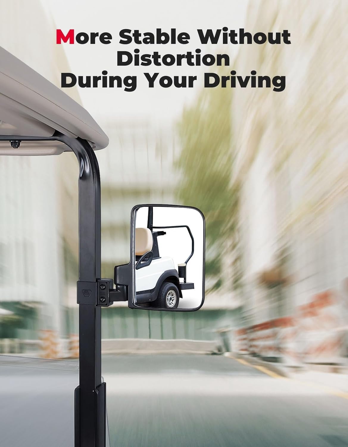 KEMIMOTO No Drilling Golf Cart Side Mirrors, Universal Rear View Mirror for 0.75"-1.25" Square Rail, Folding Design
