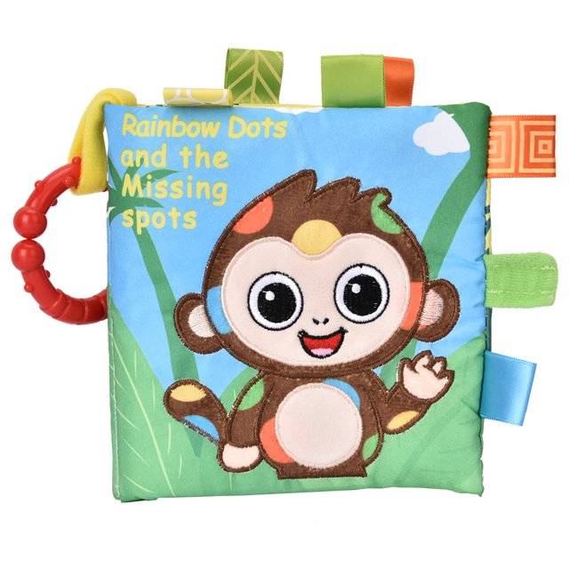 Libro de cuentos de tela suave para bebé, libro de sonajeros para niños, juguetes de desarrollo educativo temprano (mono)