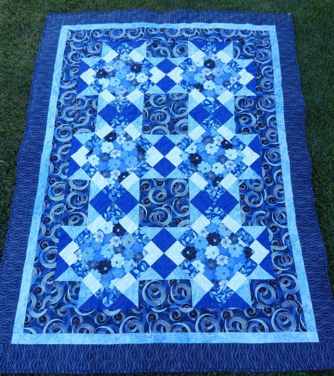 Quilt Kit~Blue Brilliance Lap Quilt~53'' x 71'' Pattern & Fabric~Top