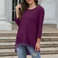 thumbnail image 3 of Scyoekwg Womens Tops 3/4 Sleeve Tunic Shirts Cewneck Double Layers Hem 3/4 Sleeve Shirt Lightweight Solid Color Fall Clothes Casual Loose Vintage Blouses, 3 of 4