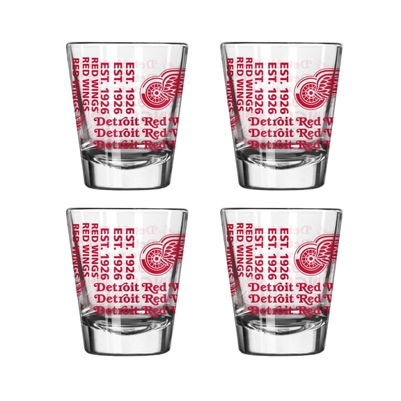 Logo Brands Detroit Red Wings 4-Pack 2oz. Shot Glass Set