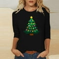 thumbnail image 1 of asdoklhq Christmas Sweaters for Women Ladies' Casual Christmas Print Round Neck Three Quarter Sleeve 3/4 Sleeve T-shirt Loose Top Black XL, 1 of 4