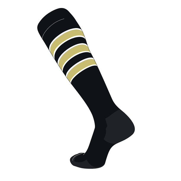 TCK Elite Baseball Football Knee High Striped Socks (D) Black, White