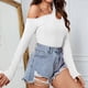 thumbnail image 5 of Camiseta de Mujer con Cuello Asimétrico, Hombros Descubiertos, Larga, Acanalada, Ajustada, para Salir, con un Solo Hombro M, 5 of 10