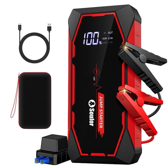 Battery Jumper Starter Portable, 4000A Car Battery Jump Starter,Power Booster Pack 12V Lithium Jump Box with Jumper Cables and LED Lights (All Gas / 12L Diesel Engines)