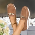 thumbnail image 5 of Women's Platform Loafers Wide Toe Box Fashion Chain Decorated Low Top Dress Shoes Lightweight Slip On Walking Shoes, 5 of 6