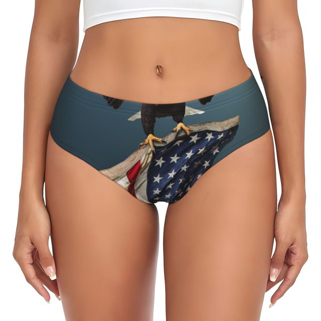 Fotbe American Flag Calzones Estampados para Mujer – Ropa Interior de Algodón, Cómoda, Suave y Elástica-X-Large