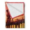 thumbnail image 2 of Dock Soft Flannel Fleece Throw Blanket, Wide Shot of Huntington Beach Piert Sunset in Contrast Colours Dreamy View, Cozy Plush for Indoor and Outdoor Use, 50" x 70", Dark Coral Orange, by Ambesonne, 2 of 5