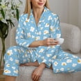 thumbnail image 6 of Gukieu Blue Popcorn Print Women's Long Sleeve Pajama Set, Button Top Elastic Pocket Pajama Pants Two Piece Set Home Wear-X-Large, 6 of 7