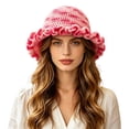 thumbnail image 2 of jiaxiM Straw Bucket Hat Women Cute Women's Elegant Wide Brim Sun Hat with Dip-Dye and Lace Ruffle, Handmade Visor for Beach, Travel and Outdoor Events, 2 of 3