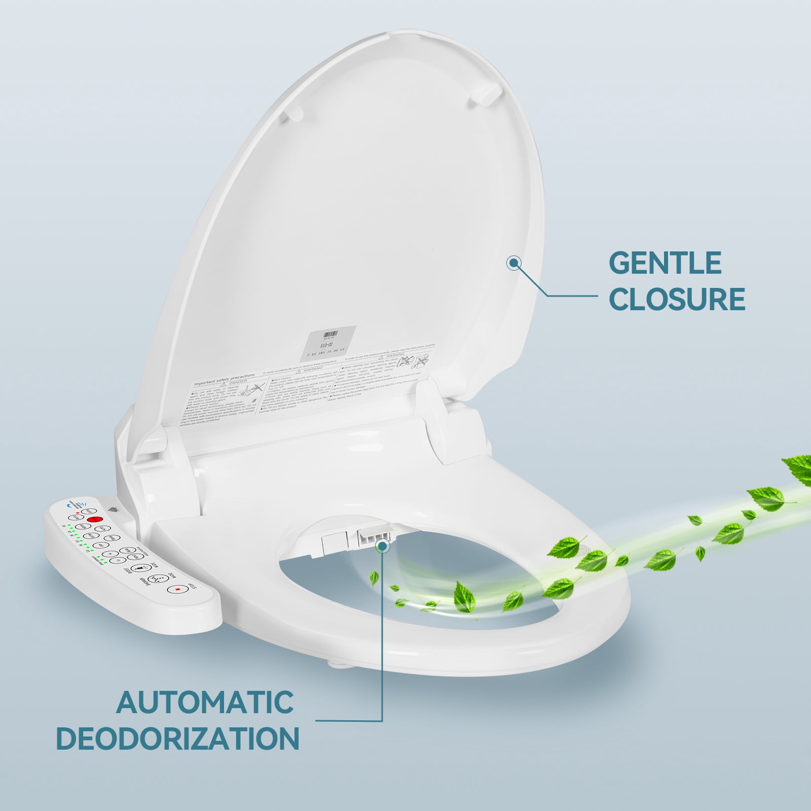 ELECWISH Electric Bidet Toilet Seat with Heated Automatic Induction Spray Dryer Night Light,White