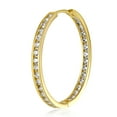 thumbnail image 5 of Wellingsale Ladies 14k Yellow Gold Polished 2mm CZ Hoop Earrings (25mm Diameter), 5 of 7