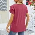 thumbnail image 5 of Njoeus Womens Tops Casual Round Neck Tunic Top Summer Ruffle Short Sleeve T Shirts for Women Basic Tees Loose Flowy Blouses S-XXL, 5 of 6
