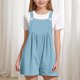 thumbnail image 5 of Odeerbi 5-14 Años Niñas Verano Algodón Lino Sudadera Lindo Color Sólido Camisola Romper Casual Ajustable Cintura Combinados Pantalones Cortos Con Bolsillo, 5 of 6