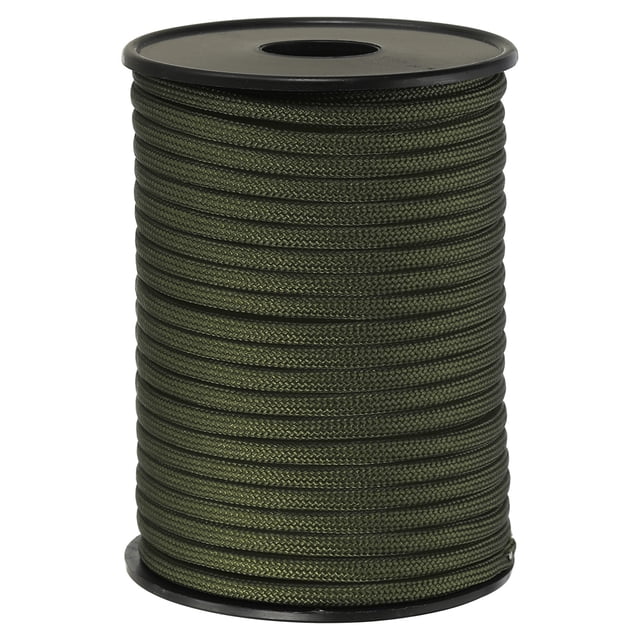 Uxcell 100FT 550 Paracord, 9 Strand Parachutes Cord Spool 4mm Survival Strong Rope String for Camping Hiking, Army Green