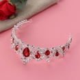 thumbnail image 2 of Miangastore Têtes de Couronne de Mariage en Cristal Royal, Accessoires pour Cheveux de Mariée (Base Argentée, Rouge), 2 of 8