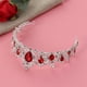 thumbnail image 3 of Tiara de cristal real, corona nupcial, tocado, accesorios para el cabello de novia (base plateada, rojo), 3 of 7