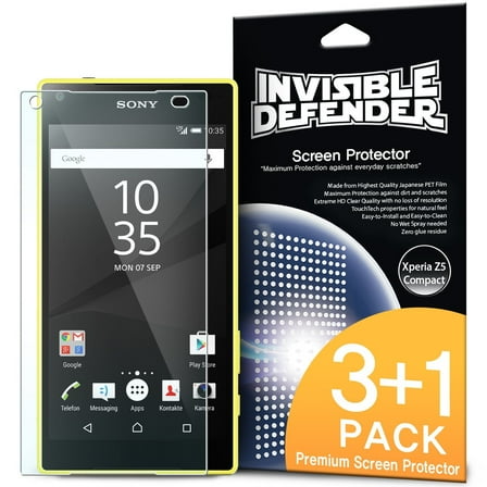 Xperia Z5 Compact Screen Protector - Invisible Defender [4 PACK] Crystal Clear HD Screen Protector [All Purpose Anti-Scratch]