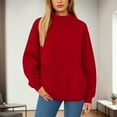 thumbnail image 7 of Womens Oversized Mock Neck Sweatshirts,Long Sleeve Pullover Plus Size Thick Tops,2025 Casual Fall Winter Outfits With Pockets Red XL, 7 of 7