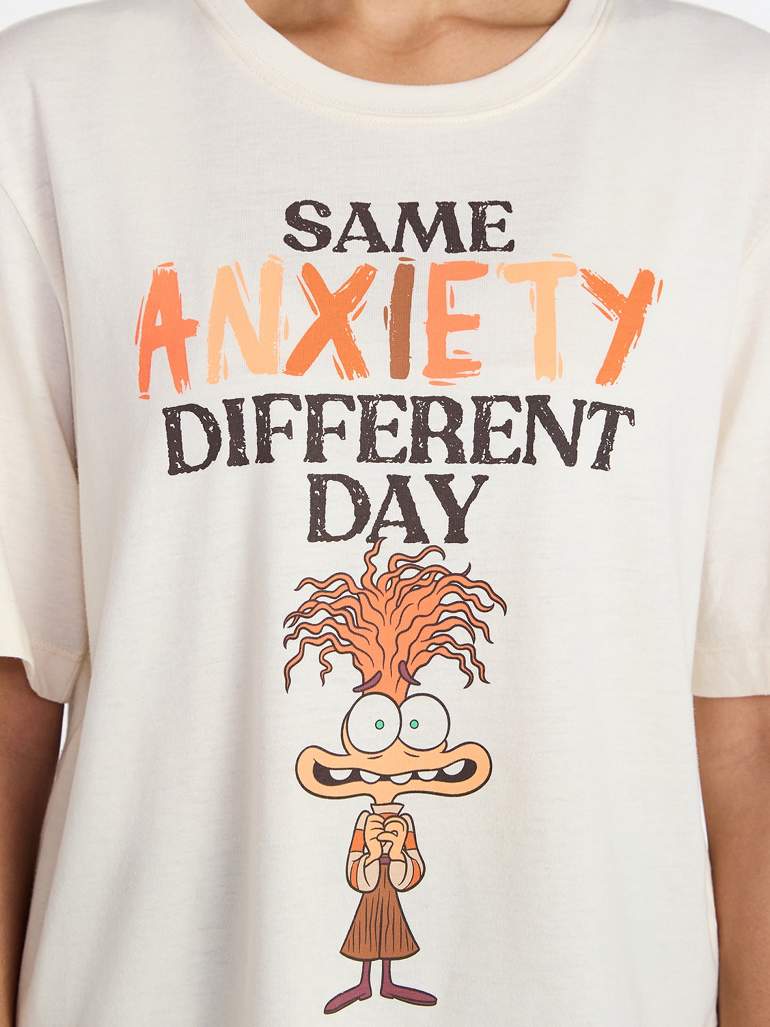 Disney Pixar Inside Out 2 Women's Anxiety Boxy Graphic Skimmer Tee, Sizes XXS-XXL