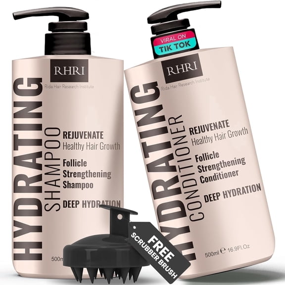 34 OZ Hydrating Shampoo & Conditioner Set for Dry, Damaged, Oily & Fine Hair | Strengthens Roots for Thicker, Stronger Hair, Nourishes Scalp, Reduces Breakage