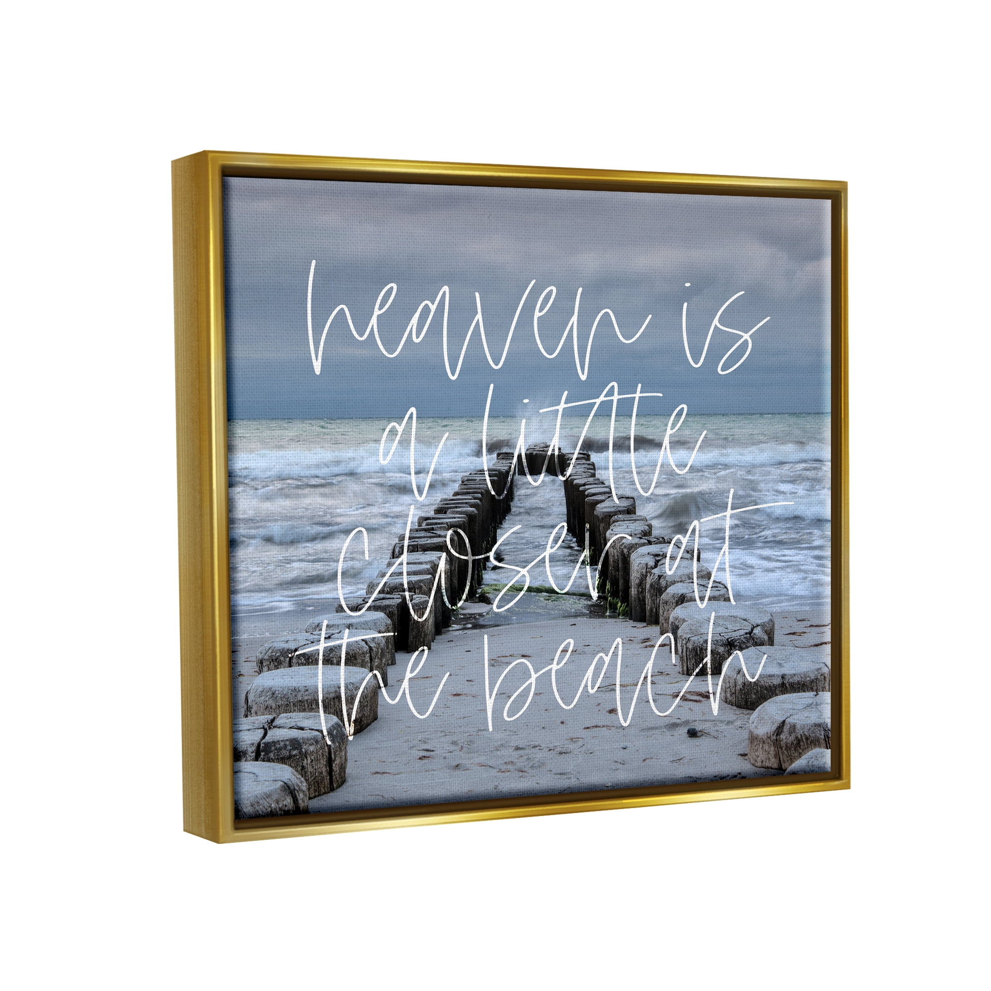 Stupell Heaven Closer At Beach Coastal Landscape Painting Gold Floater Framed Art Print Wall Art
