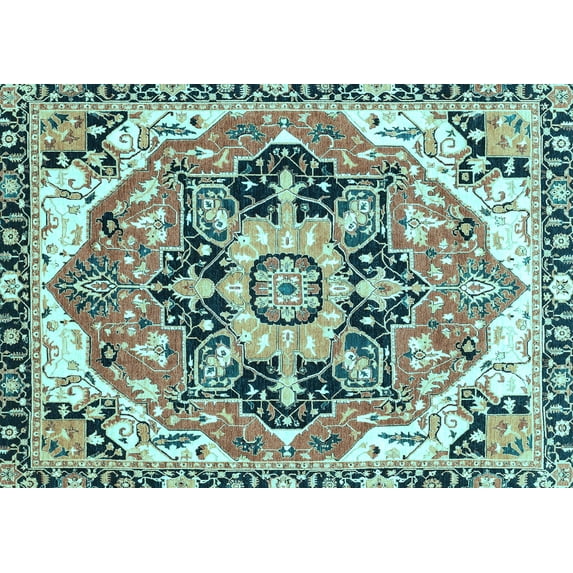 Ahgly Company Indoor Rectangle Abstract Light Blue Modern Area Rugs, 7' x 10'