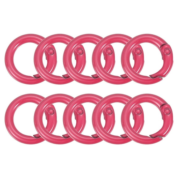 O Ring Clip, 10Pcs 20mm - Zinc Alloy Colorful Spring O Rings, Round Gate Clip Snap Clasp Hooks Trigger Buckles for Bag Purse Handbag Keychains DIY Accessory (Rose Red)