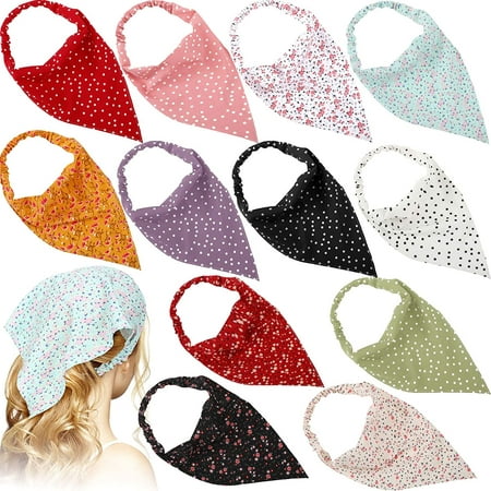 Women Floral Headband Hairband Triangle Bandanas Elastic Turban Head Scarf  Wrap