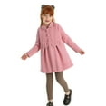 thumbnail image 3 of LittleSpring Toddler Pea Coat Girls Pink Peacoat Faux Wool Dress Coat Midweight Button Lapel Solid Casual 3T, 3 of 7
