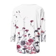 thumbnail image 4 of Ruyang Tops for Women, Women's Summer Round Neck Flower Print Loose Casual 3/4 Sleeve T Shirt Women Shirts Compression, 4 of 5