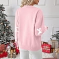 thumbnail image 5 of VISALY Women's Valentine sweater Bow Sweaters Basic Sweaters Tunic Sweater Basic Sweaters Fitted Pullover Sweater Tunic Sweaters Business Casual Sweaters Lightweight Sweaters Pink M, 5 of 5